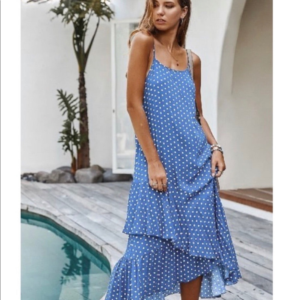 NWT, blush colored polka dot maxi